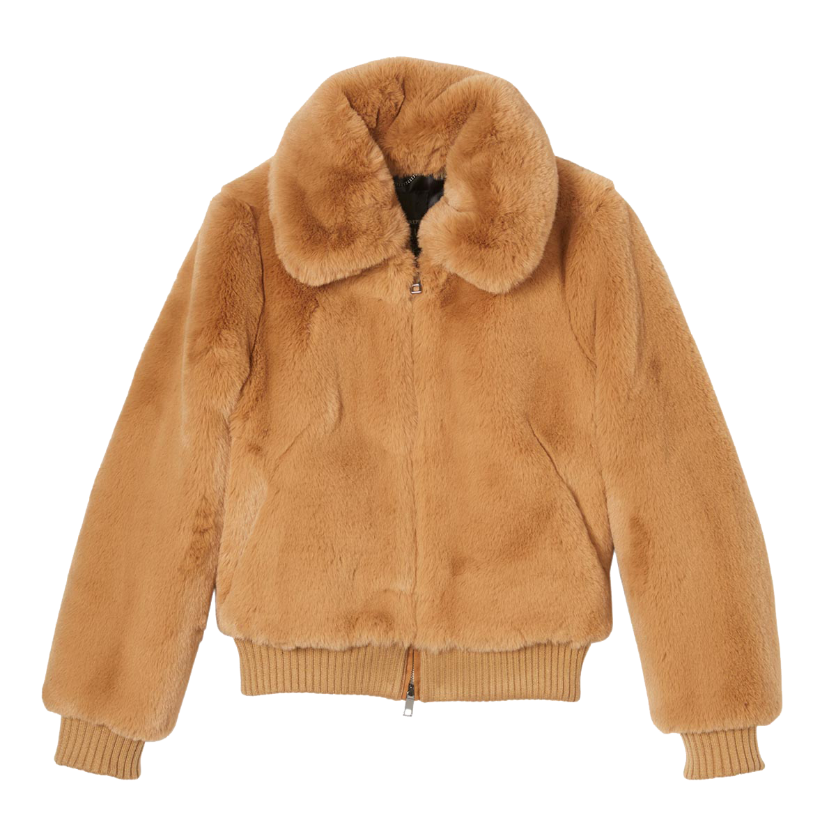 Camel Faux Fur Bomber