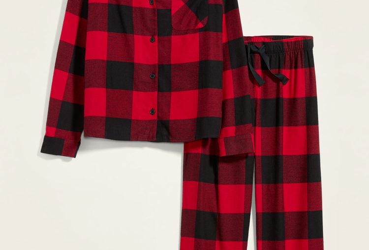 Patterned Flannel Pajama Set