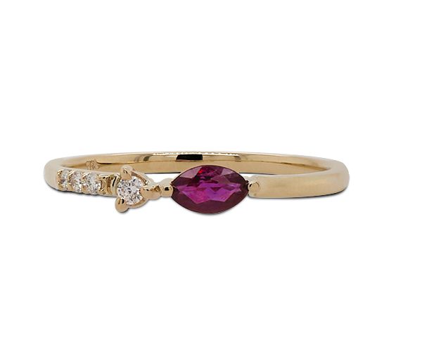 Marquise Cut Ruby and Diamond Ring