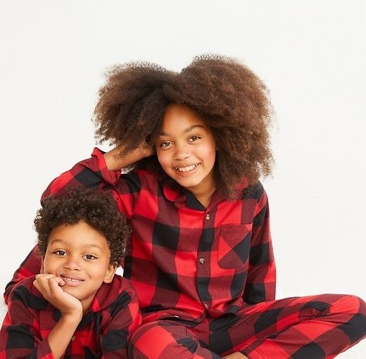 Gender-Neutral Matching Plaid Flannel Pajama Set for Kids