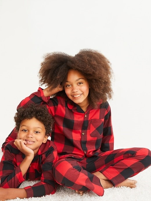 Old Navy - Two children wearing plaid pajamas