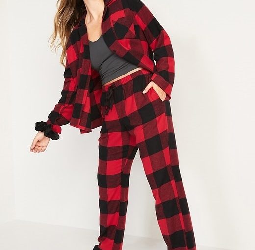 Matching Printed Flannel Pajama Set for Women