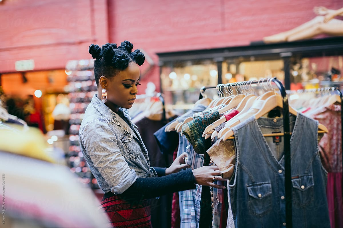Woman shopping for clothes