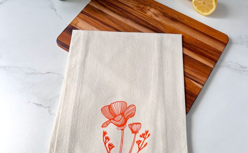 Poppy Flour Sack Dishtowel