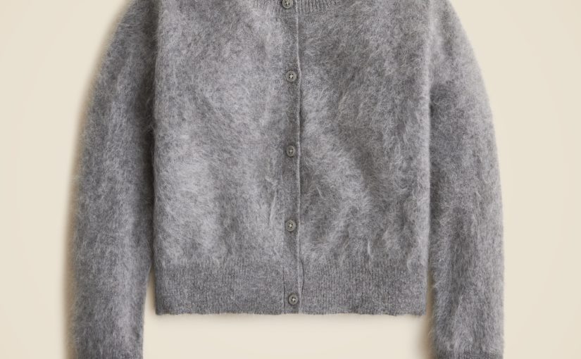 Girls' brushed cashmere cardigan sweater